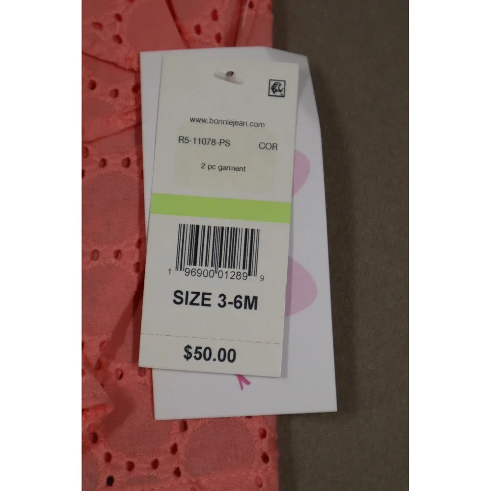 Bonnie Baby Baby Girls Short Sleeve Ruffle Eyelet‎ Top and Floral Capri - Coral
